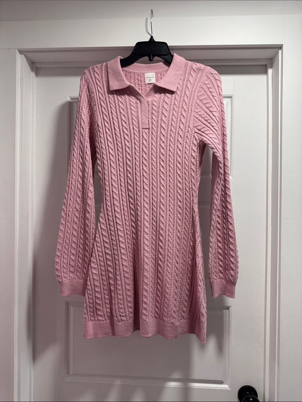 abercrombie kids Pink Cable-Knit V-Neck Sweater Dress